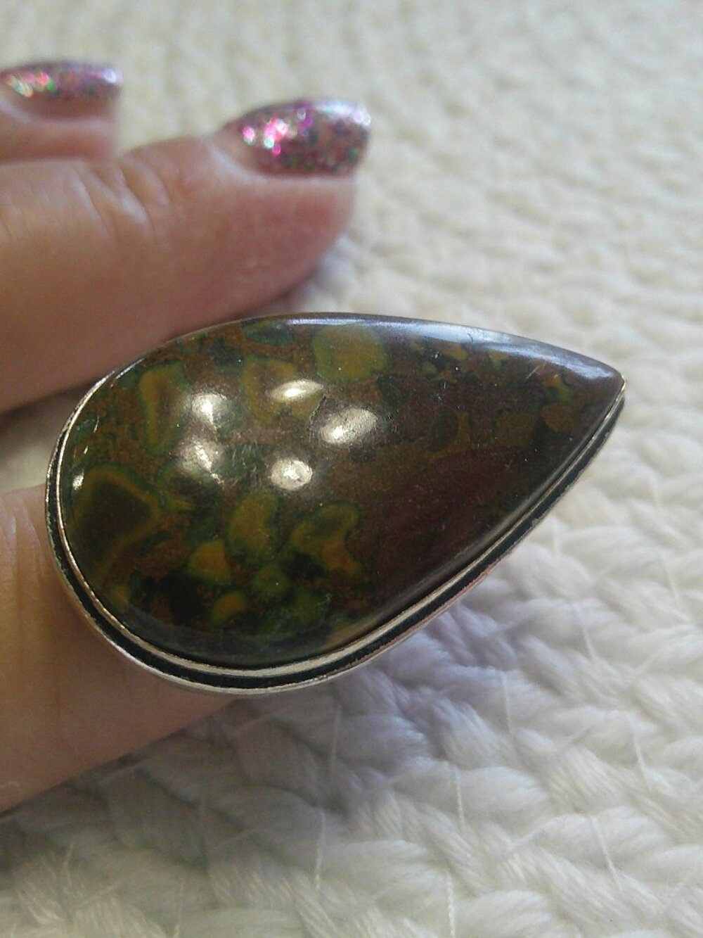 Natural FRUIT JASPER Handmade Sterling 925 Ring Size 5.75 #352F